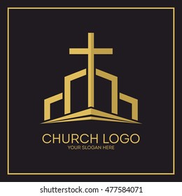 Church logo. Christian symbols. Jesus cross.