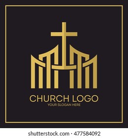 Church logo. Christian symbols. Jesus cross.