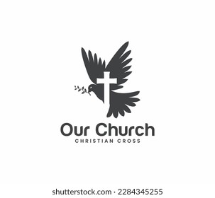 Church logo, christian symbols peace bird logo