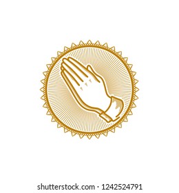 Church logo. Christian symbols. Praying hands.