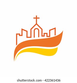 Church logo. Church in the city on the wings of an angel.