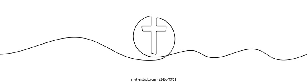 Church logo in continuous line drawing style  Line art the church logo  Vector illustration  Abstract background