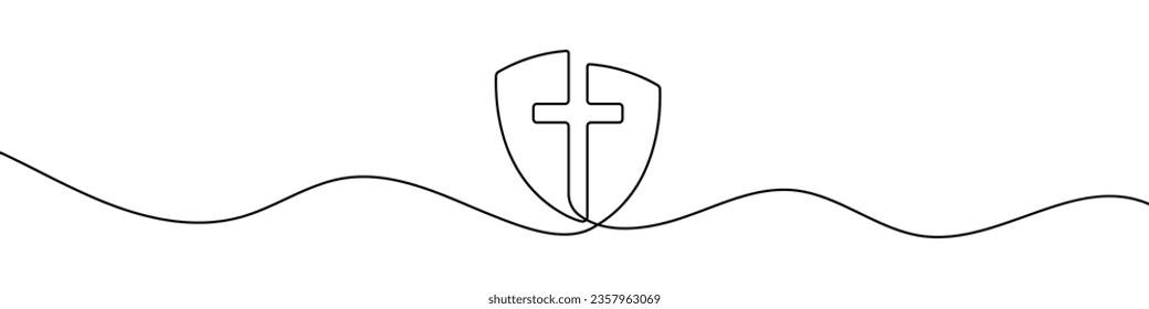 Church logo in continuous line drawing style. Line art of the church logo. Vector illustration. Abstract background