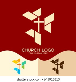 Church logo. Cristian symbols. Cross of the Lord and Savior Jesus Christ