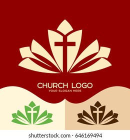 Church logo. Cristian symbols. The cross of Jesus