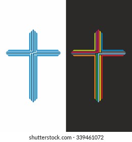 Church logo. Cross it is consisting of lines