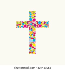 Church logo. Cross consists of colored elements