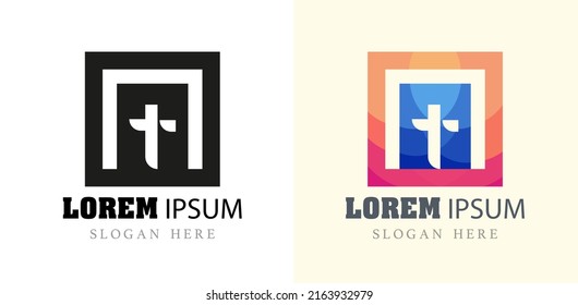 Church logo with cross design vector illustration isolated on white background. Modern logo template for christian church of charity. Christianity symbol of Jesus Christ. The cross of Jesus line art. 