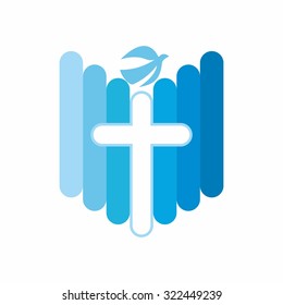 Church logo. Cross and dove, Holy spirit