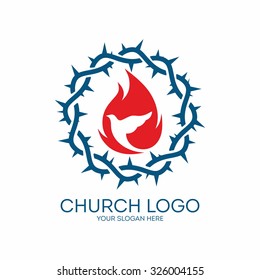 Church logo. Crown of thorns, flame and dove.
