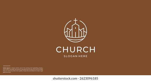 Conceito de design de logotipo da Igreja. Logomarca universal da igreja.