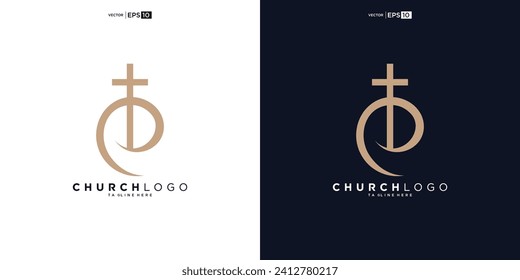 diseño del logo de la iglesia, logo de la iglesia inspiradora, ilustración del logo cristiano.