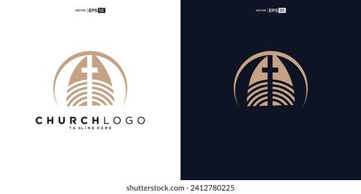 church logo design, inspiration church logo, christian logo symbol illustration.