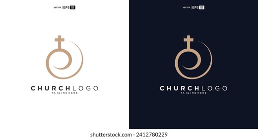 church logo design, inspiration church logo, christian logo symbol illustration.