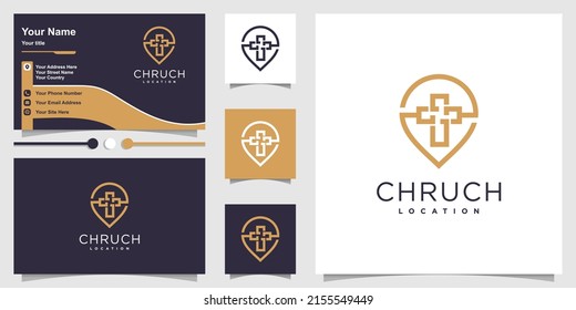 Church logo design with location concept Premium Vector