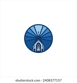 Logo-Design der Kirche im negativen Raum. inspirierendes Kirchenlogo, christliches Logo-Symbol-Illustration.