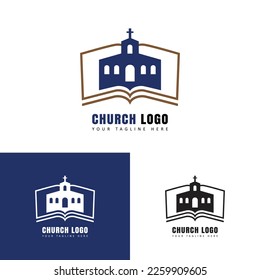 Church logo design template. Church building icon. Vector illustration.