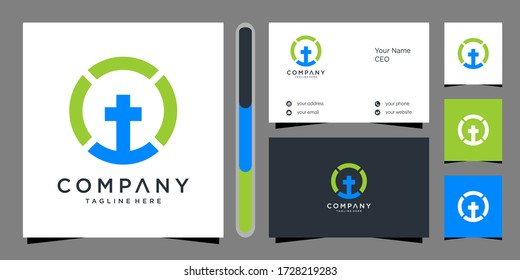 church logo design template vector and business card