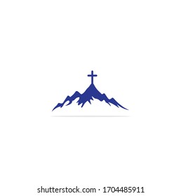 church logo designs with mountain, minimalist logo. People church vector logo design template. Church and Christian organization logo.	