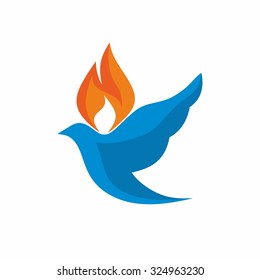 Church Logo. Dove, Holy Spirit, Flame