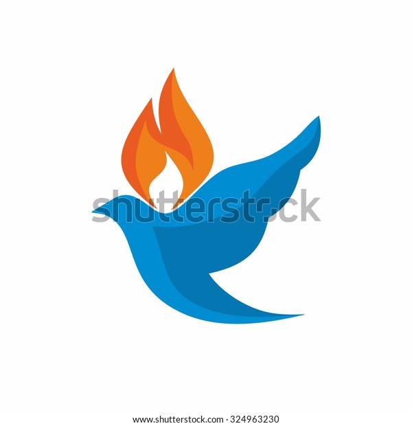 Church Logo Dove Holy Spirit Flame Stock Vector (Royalty Free) 324963230