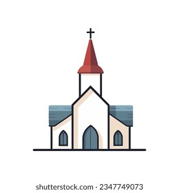 logo de la iglesia de estilo plano aislado en fondo blanco. Ilustración del vector