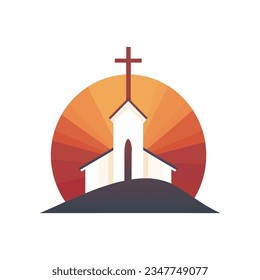 logo de la iglesia de estilo plano aislado en fondo blanco. Ilustración del vector