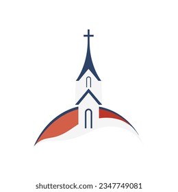 church logo in flat style isolated on white background. Vector illustration