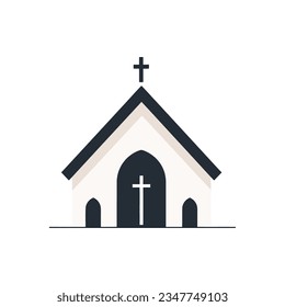 church logo in flat style isolated on white background. Vector illustration