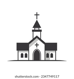 church logo in flat style isolated on white background. Vector illustration