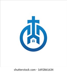 church logo formed c letter circle vector template 