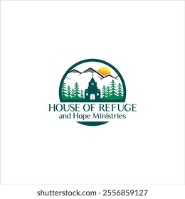 The church logo with a green landscape icon and a white background