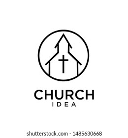 church logo icon design vector illustration