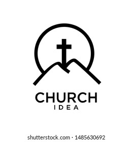 church logo icon design vector illustration
