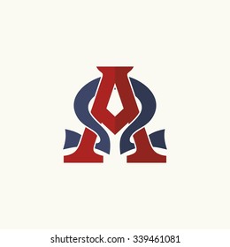 Church Logo. Intertwined Letters Alpha And Omega