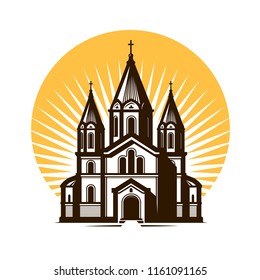 Church logo or label. Religion, faith symbol. Vector illustration