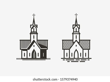 Church logo or label. Religion symbol. Vector illustration