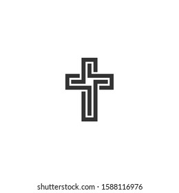 Church logo with line art connected with digital art style for Church community. Church logo illustration in line art