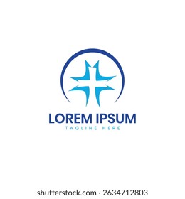 Church logo modern cross design creative concept