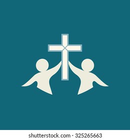 Church logo. People carry the cross