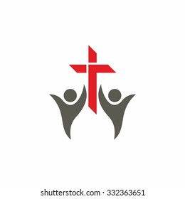 Church logo. People and cross