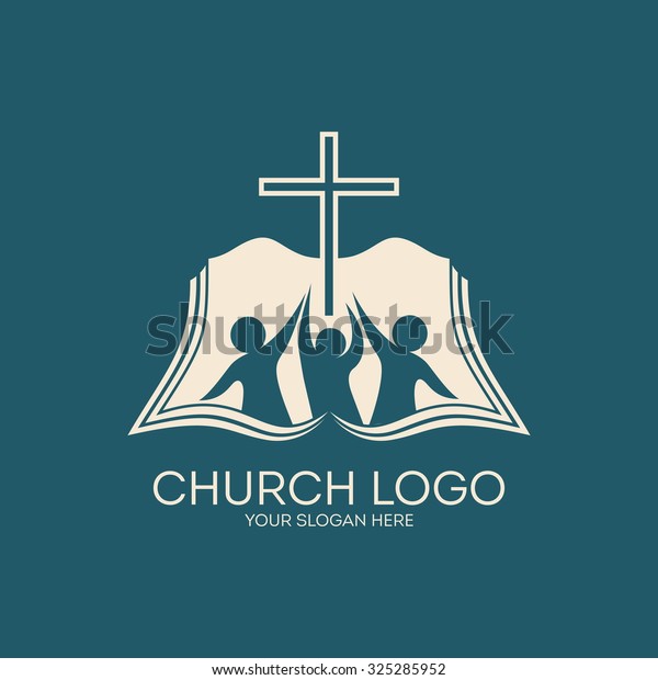 Church Logo People Raised Hands Cross Stock Vector (Royalty Free ...