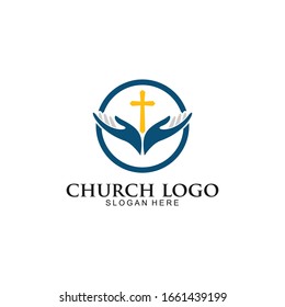 Church Logo template, Christian symbols. The Cross of Jesus, vector