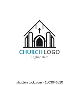 Church logo template design vector, creative icon 