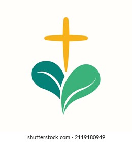 Church logo using leaves and crosses