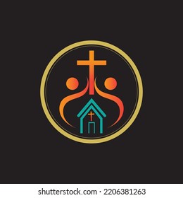 church logo vector illustration on black background design 