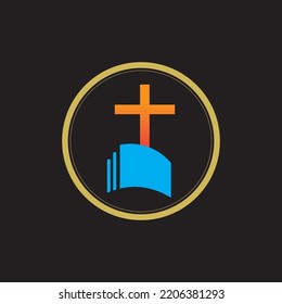 church logo vector illustration on black background design 