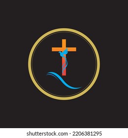 church logo vector illustration on black background design 