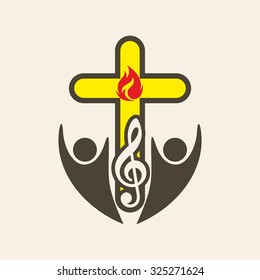 Church Logo Worship God Cross Music Stock Vector (Royalty Free ...