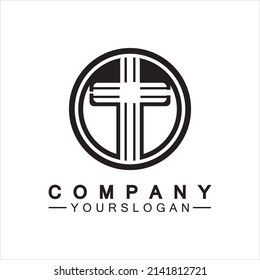 Church logo.Illustration of modern, clean church cross sign for a modern church sign.Icon of christian cross. Sign of catholic, religious and orthodox faith.